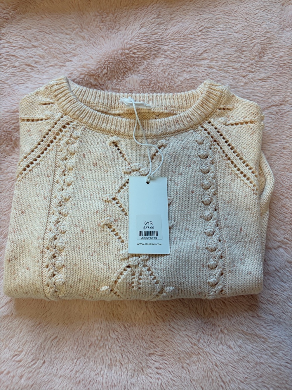 Jamie Kay Cream Pointelle Cable Knit Sweater